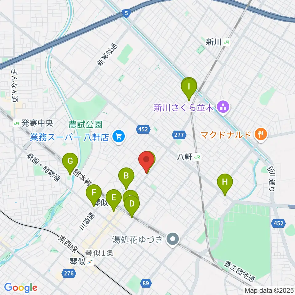 エルム楽器 ELMアルテス八軒周辺のホテル一覧地図