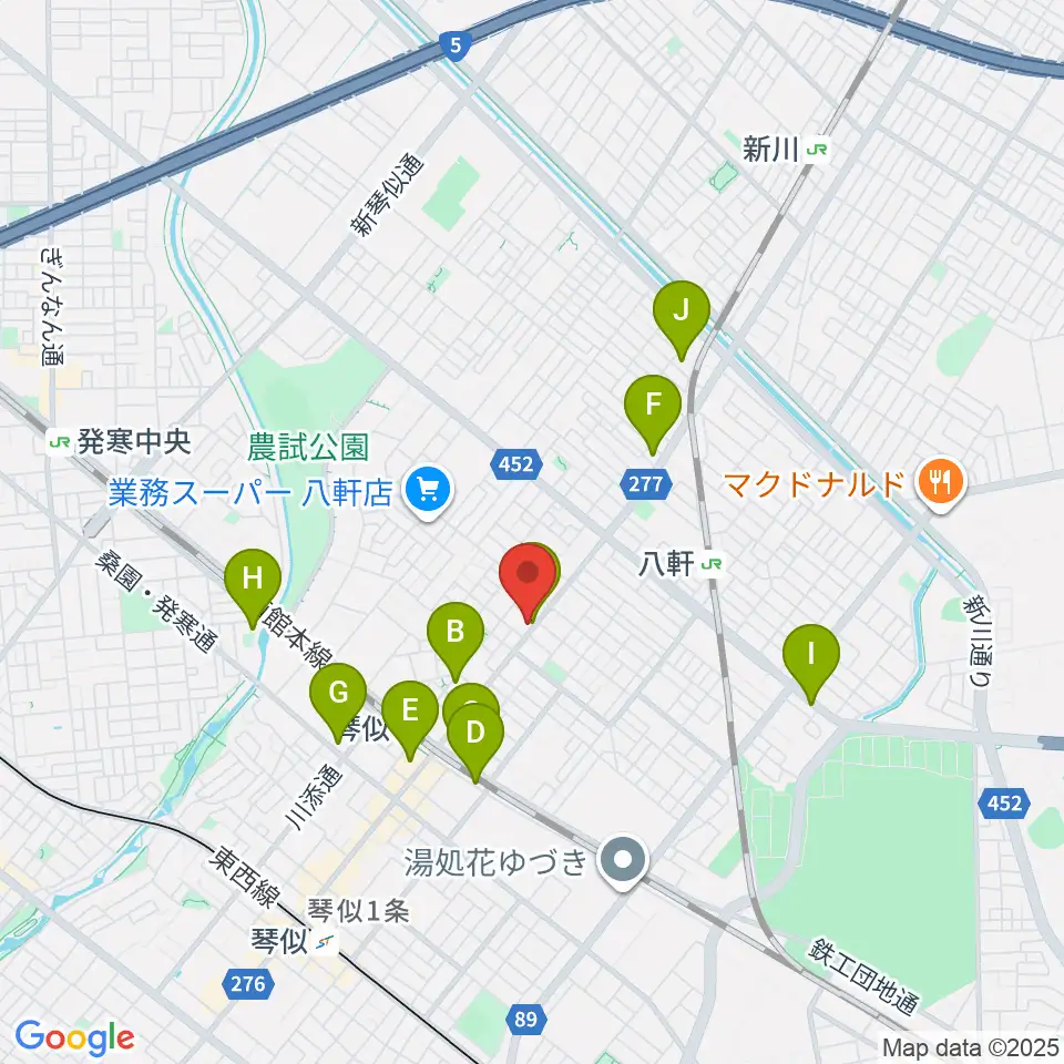 エルム楽器 ELMアルテス八軒周辺のホテル一覧地図