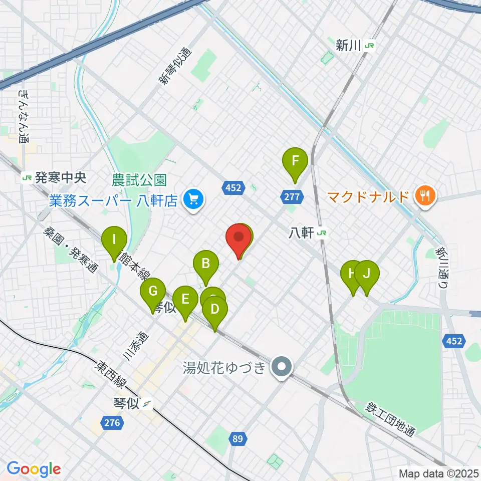 エルム楽器 ELMアルテス八軒周辺のホテル一覧地図