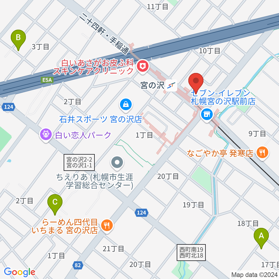 エルム楽器 宮の沢ミュージックセンター周辺のホテル一覧地図