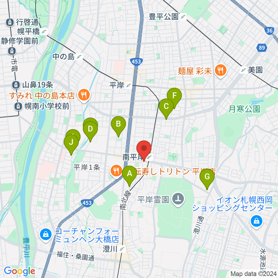 エルム楽器 南平岸センター周辺のホテル一覧地図