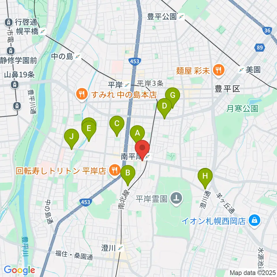 エルム楽器 南平岸センター周辺のホテル一覧地図