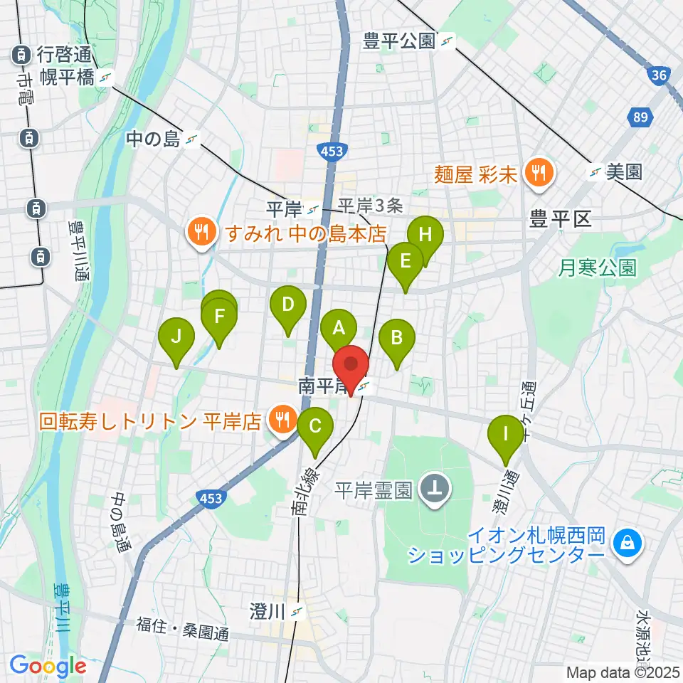エルム楽器 南平岸センター周辺のホテル一覧地図
