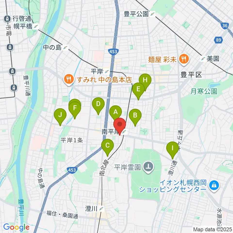 エルム楽器 南平岸センター周辺のホテル一覧地図