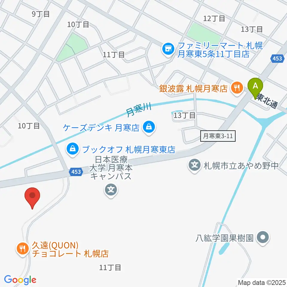 エルム楽器 ブランチ札幌月寒センター周辺のホテル一覧地図