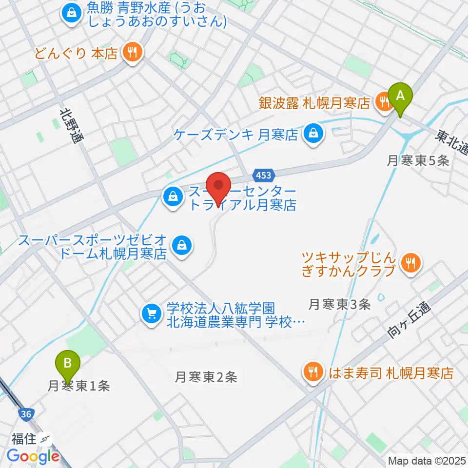 エルム楽器 ブランチ札幌月寒センター周辺のホテル一覧地図