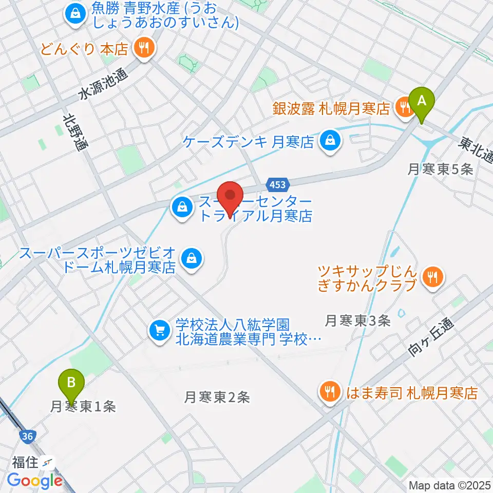 エルム楽器 ブランチ札幌月寒センター周辺のホテル一覧地図