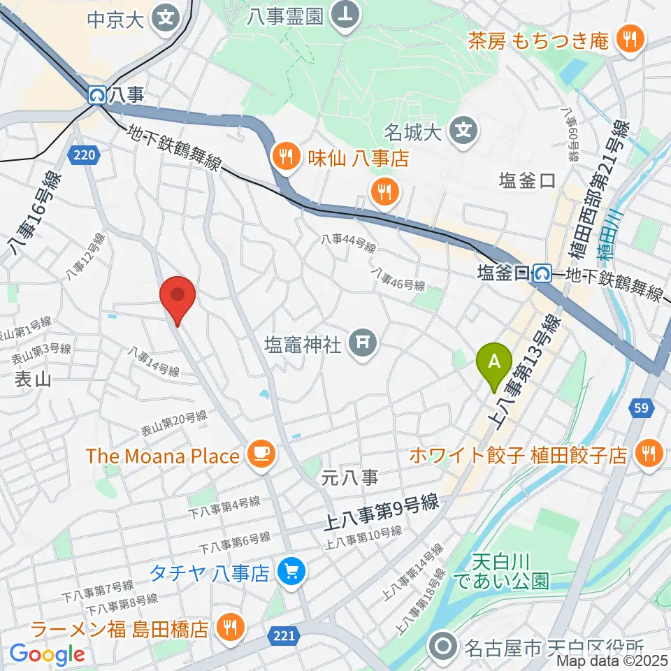 音楽教室あんだんて 八事教室周辺のホテル一覧地図