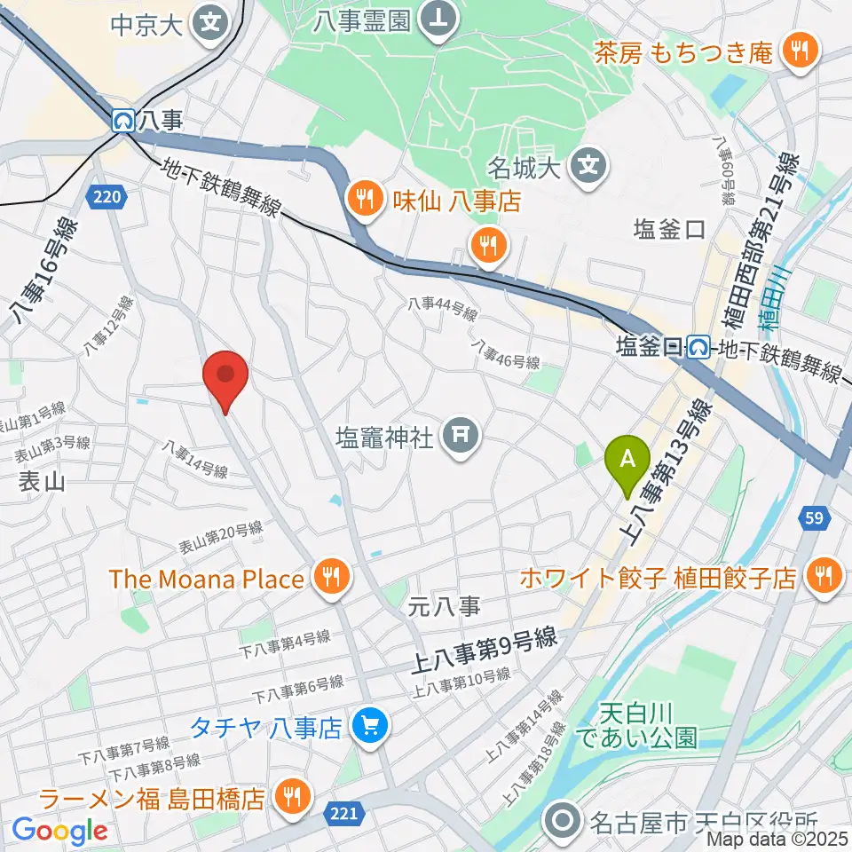 音楽教室あんだんて 八事教室周辺のホテル一覧地図