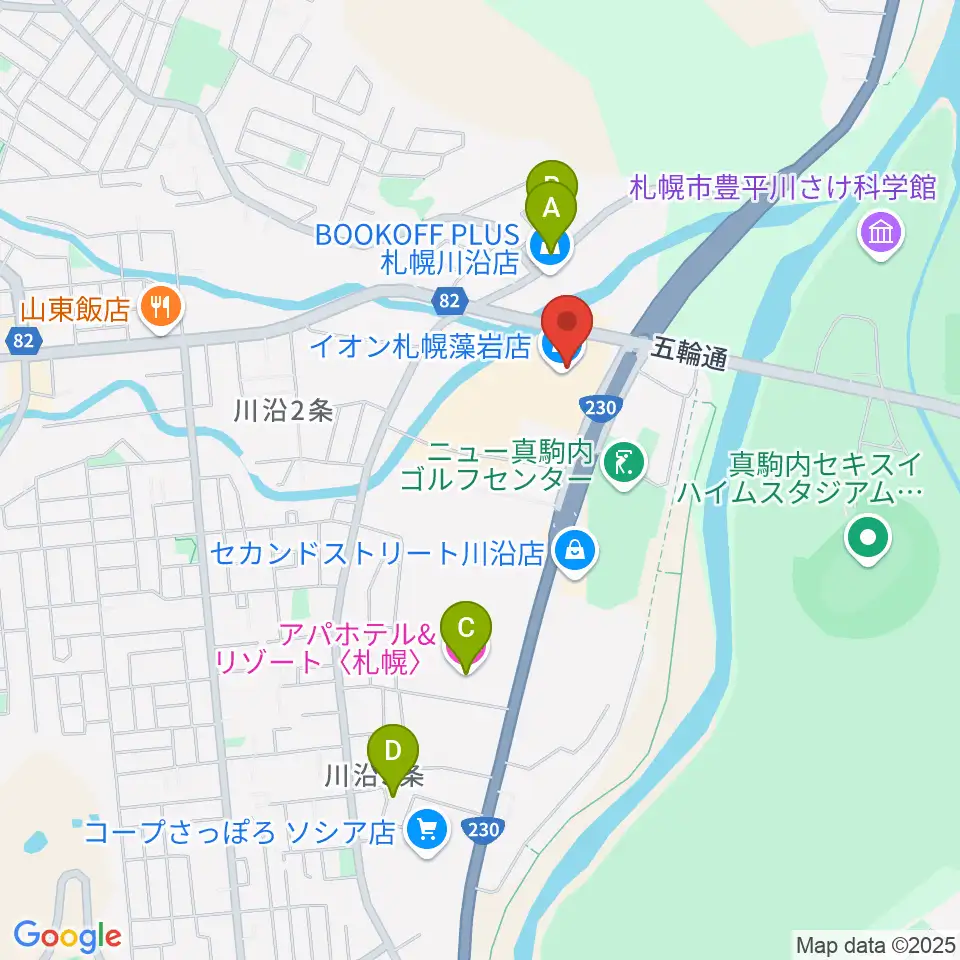 エルム楽器 イオン札幌藻岩センター周辺のホテル一覧地図