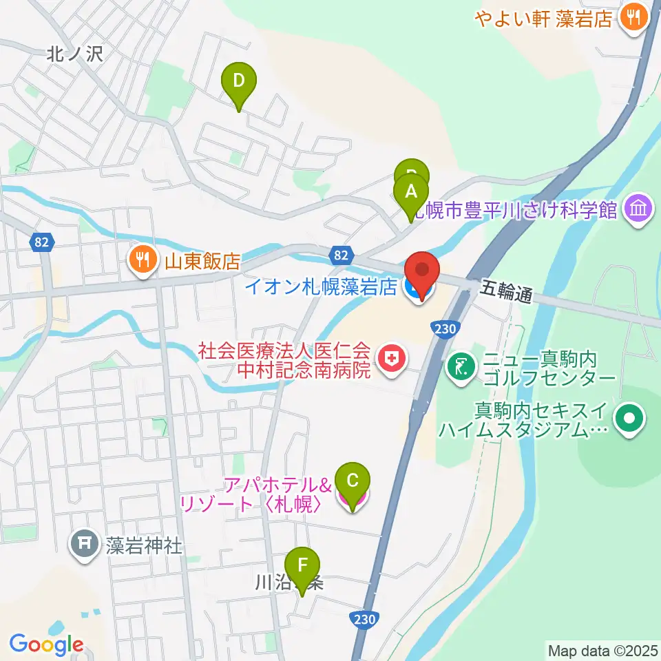エルム楽器 イオン札幌藻岩センター周辺のホテル一覧地図