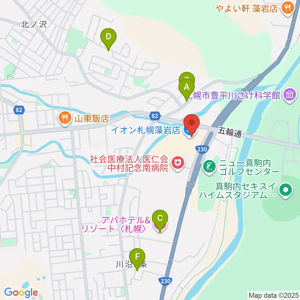 エルム楽器 イオン札幌藻岩センター周辺のホテル一覧地図