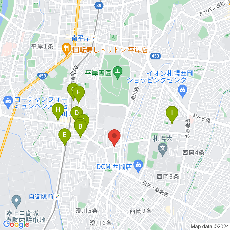エルム楽器 澄川センター周辺のホテル一覧地図