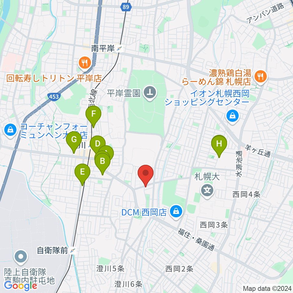 エルム楽器 澄川センター周辺のホテル一覧地図