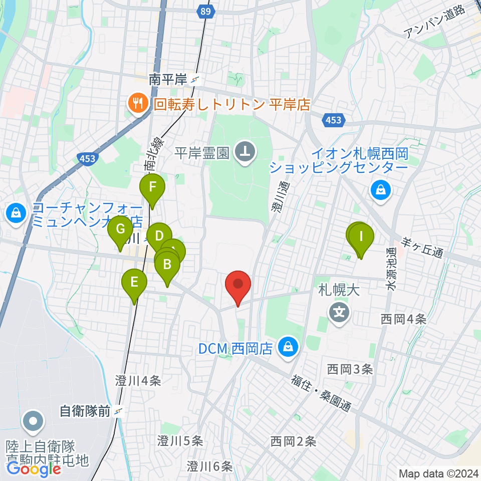 エルム楽器 澄川センター周辺のホテル一覧地図