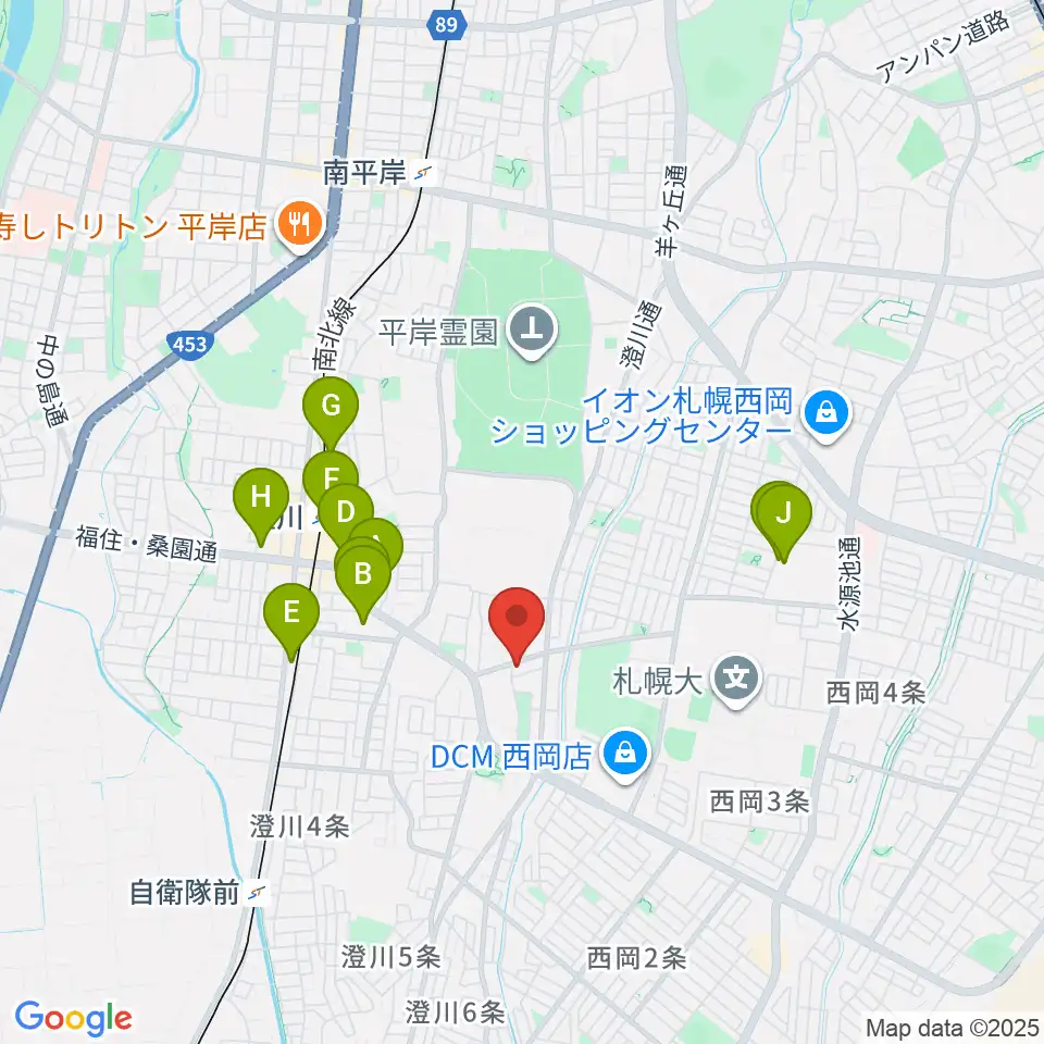 エルム楽器 澄川センター周辺のホテル一覧地図