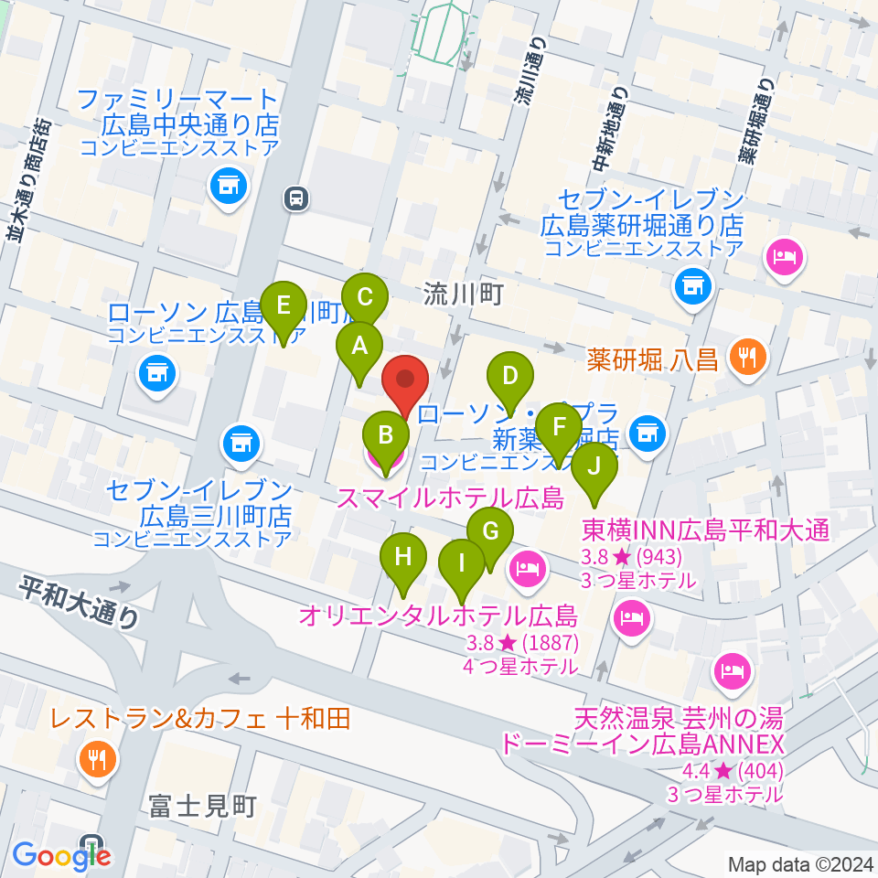 広島AGIT周辺のホテル一覧地図