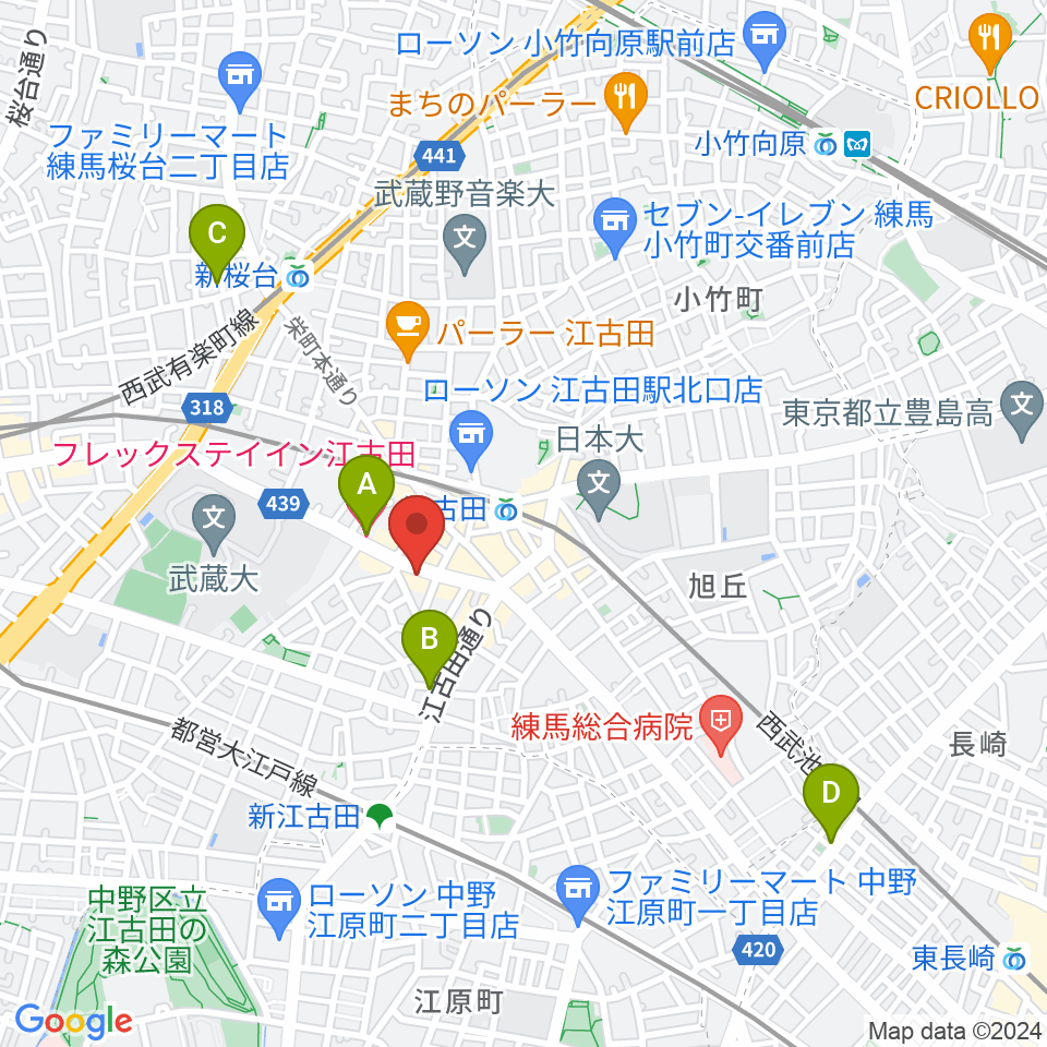 江古田マーキー周辺のホテル一覧地図