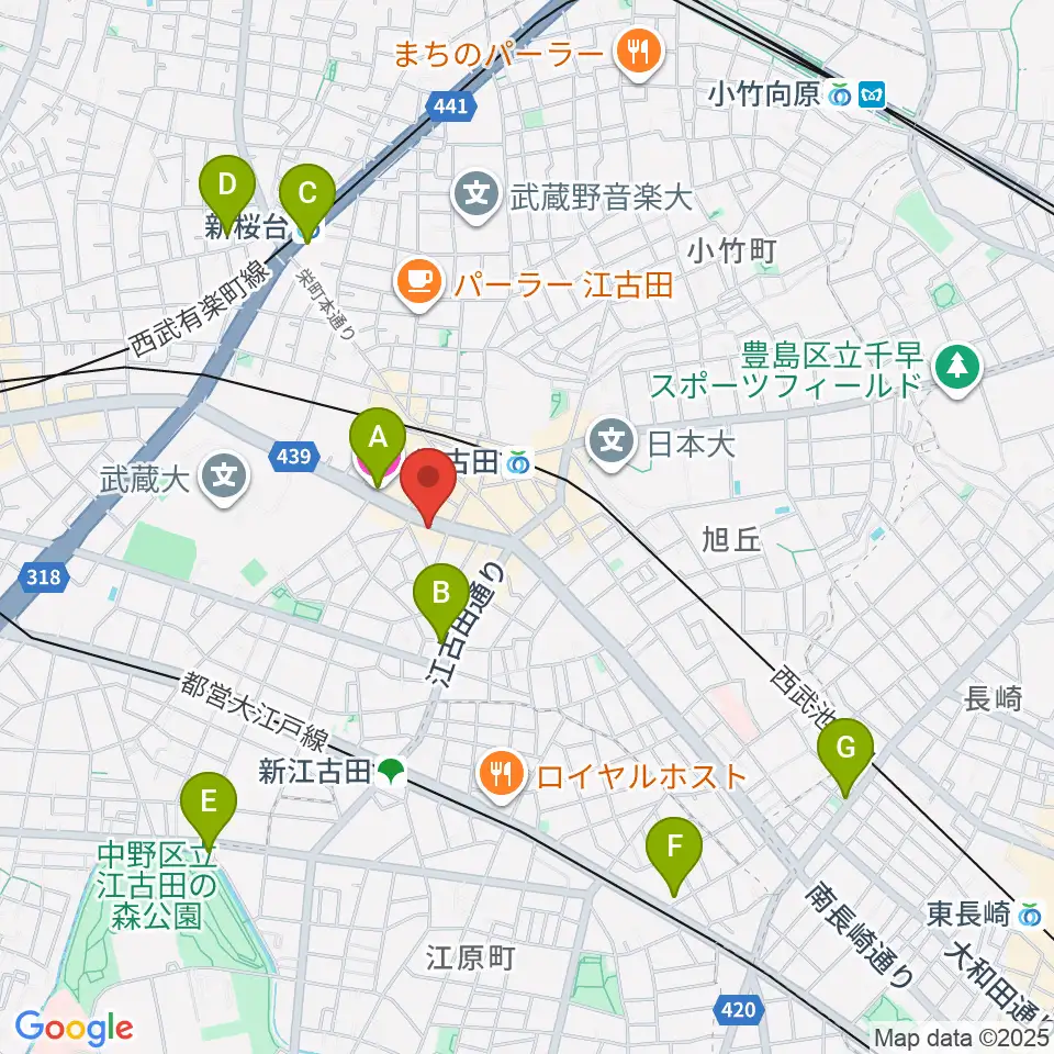 江古田マーキー周辺のホテル一覧地図