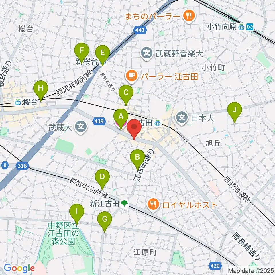 江古田マーキー周辺のホテル一覧地図