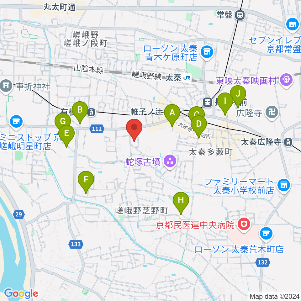 JEUGIA 太秦センター周辺のホテル一覧地図