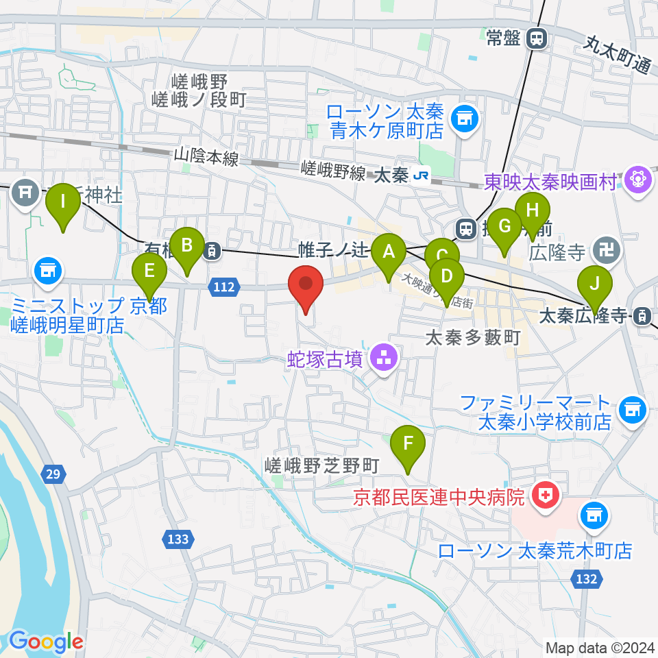 JEUGIA 太秦センター周辺のホテル一覧地図