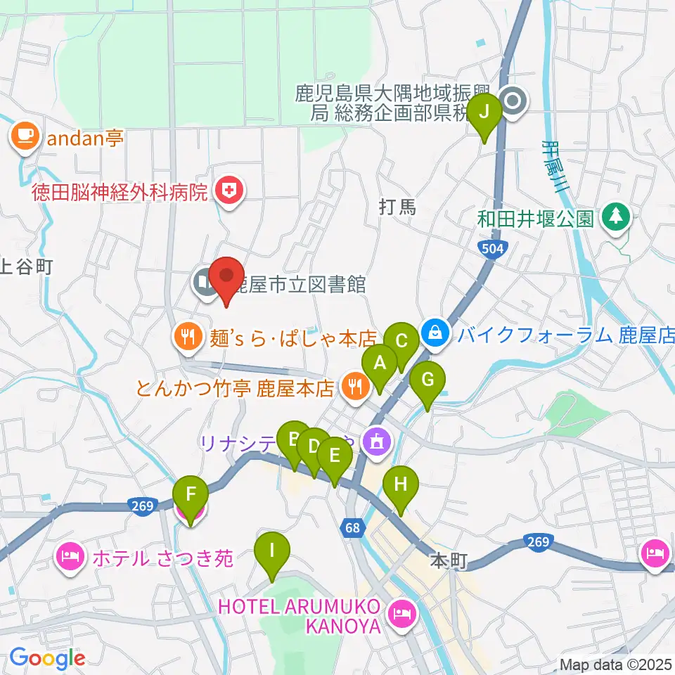 鹿屋市文化会館周辺のホテル一覧地図