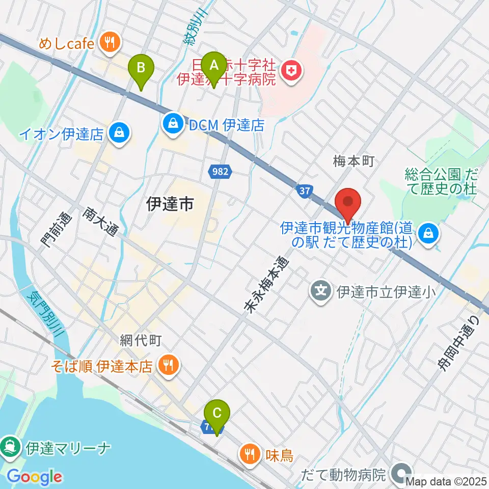 エルム楽器 伊達ミュージックセンター周辺のホテル一覧地図