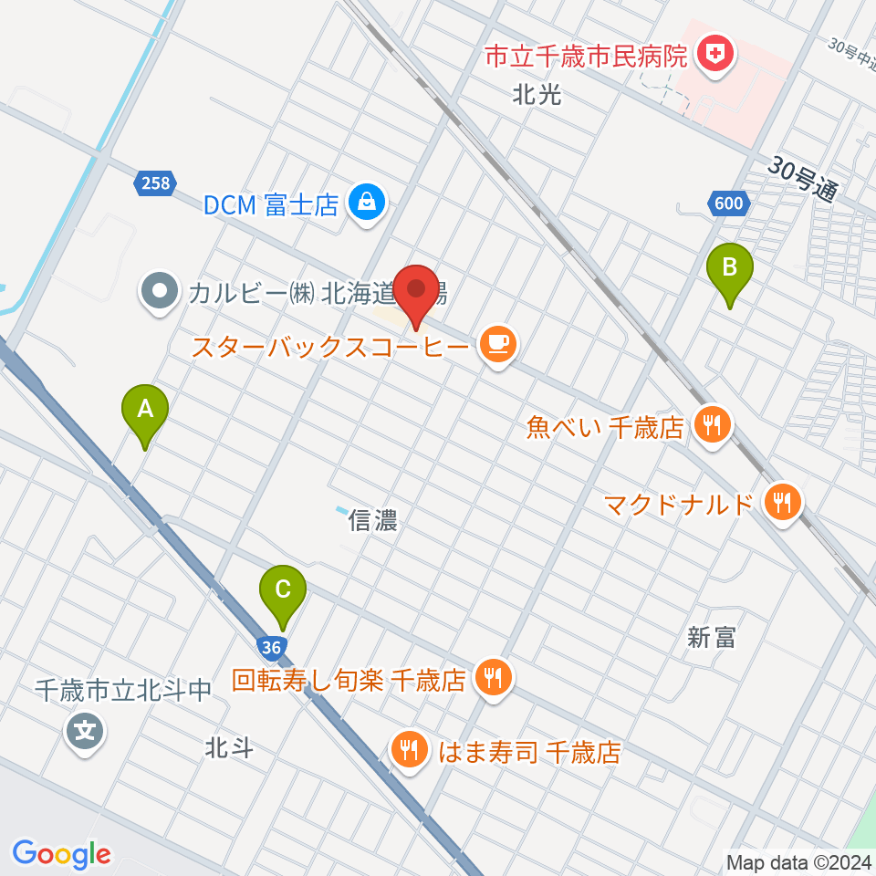 エルム楽器 千歳センター周辺のホテル一覧地図