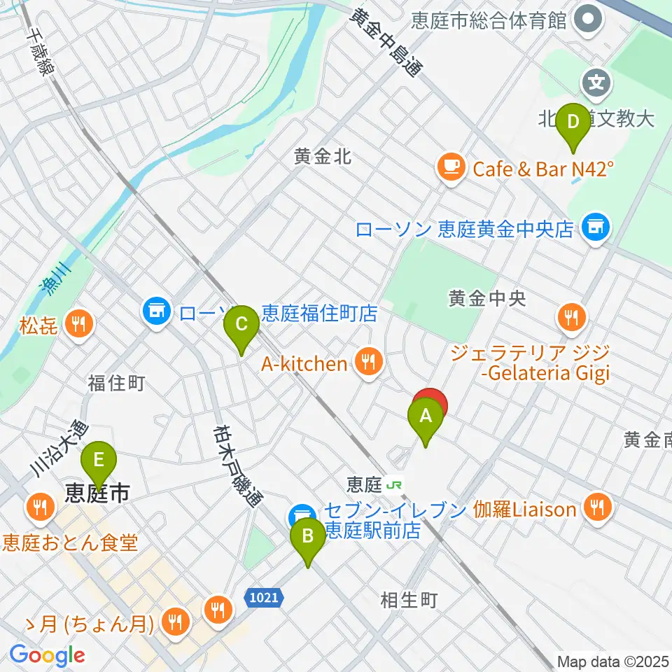 エルム楽器 恵庭駅前センター周辺のホテル一覧地図
