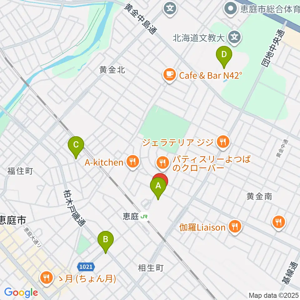 エルム楽器 恵庭駅前センター周辺のホテル一覧地図