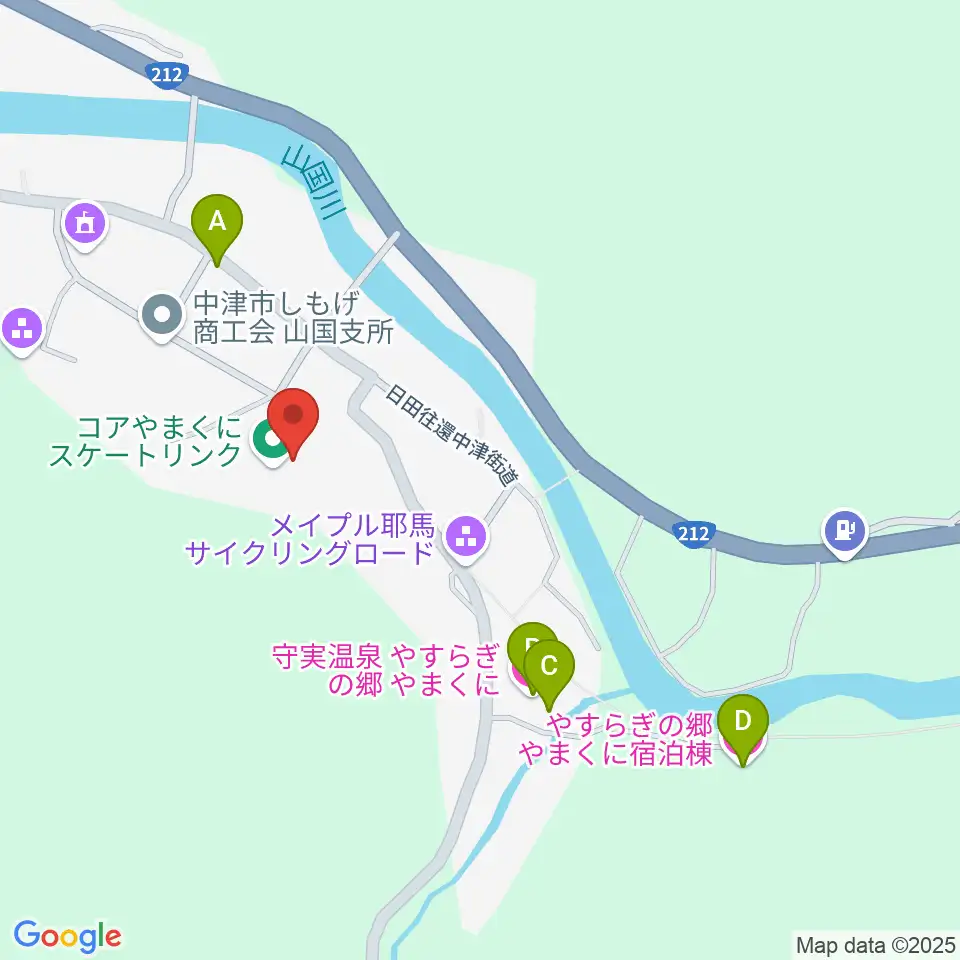 コアやまくに周辺のホテル一覧地図
