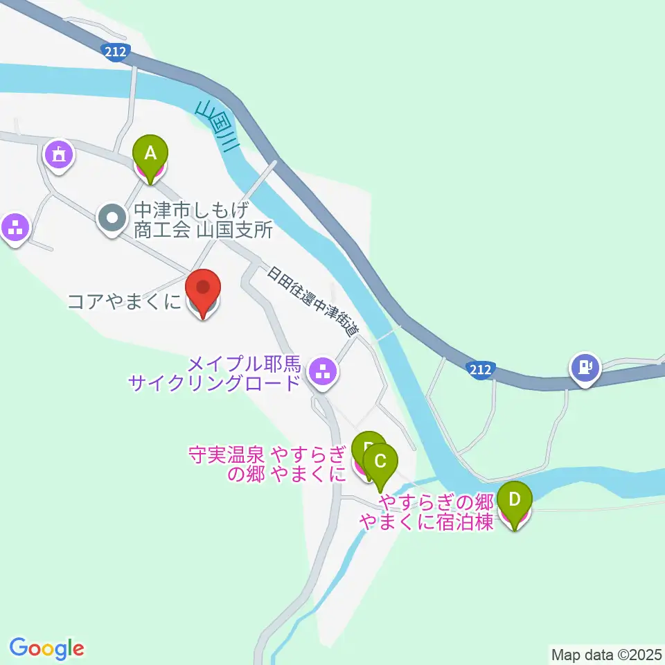コアやまくに周辺のホテル一覧地図