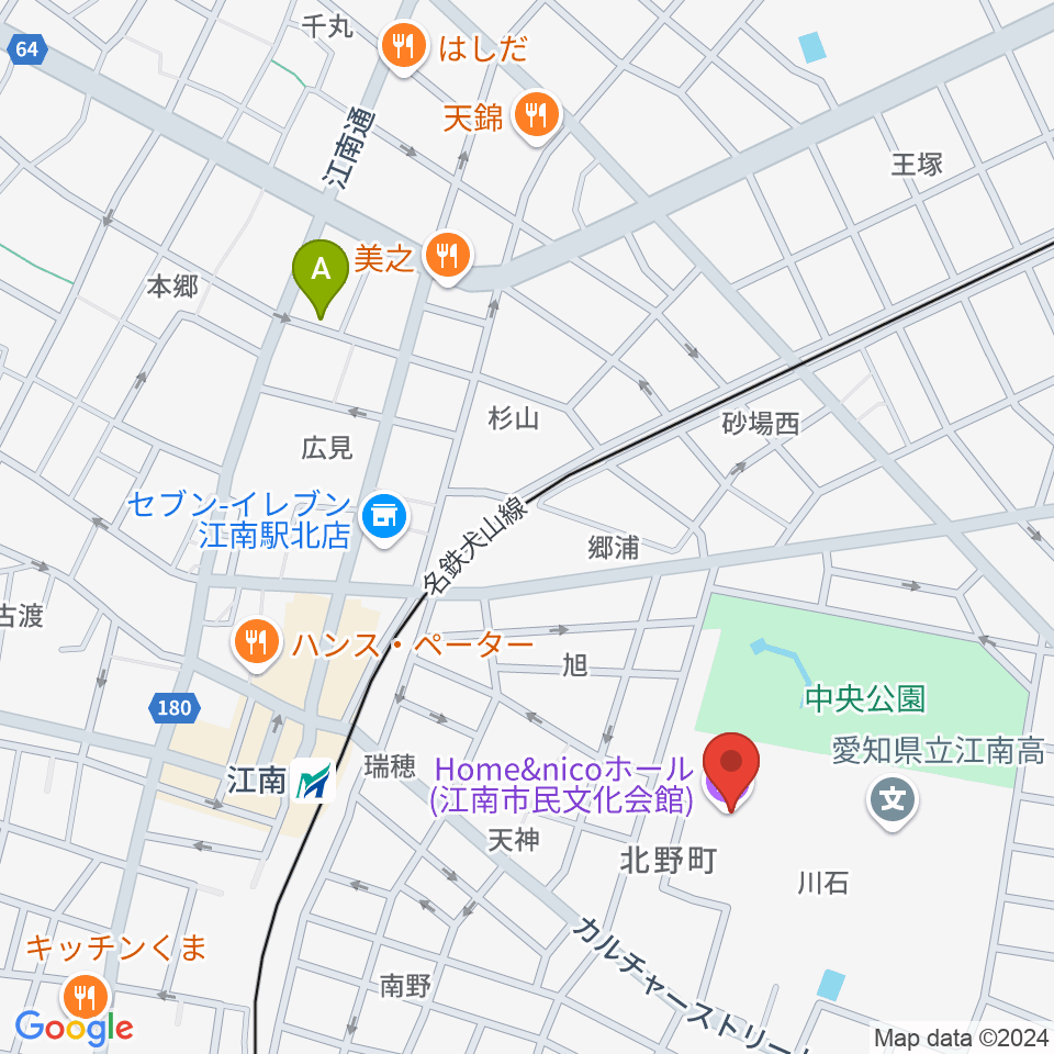 Home&nicoホール 江南市民文化会館周辺のホテル一覧地図