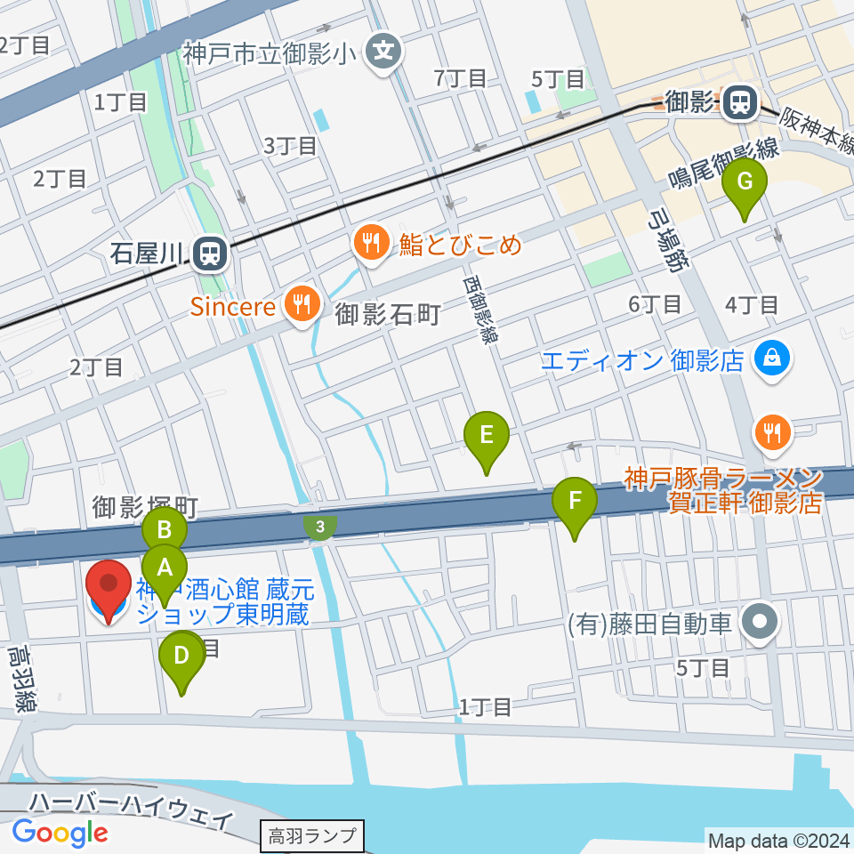 酒心館ホール周辺のホテル一覧地図