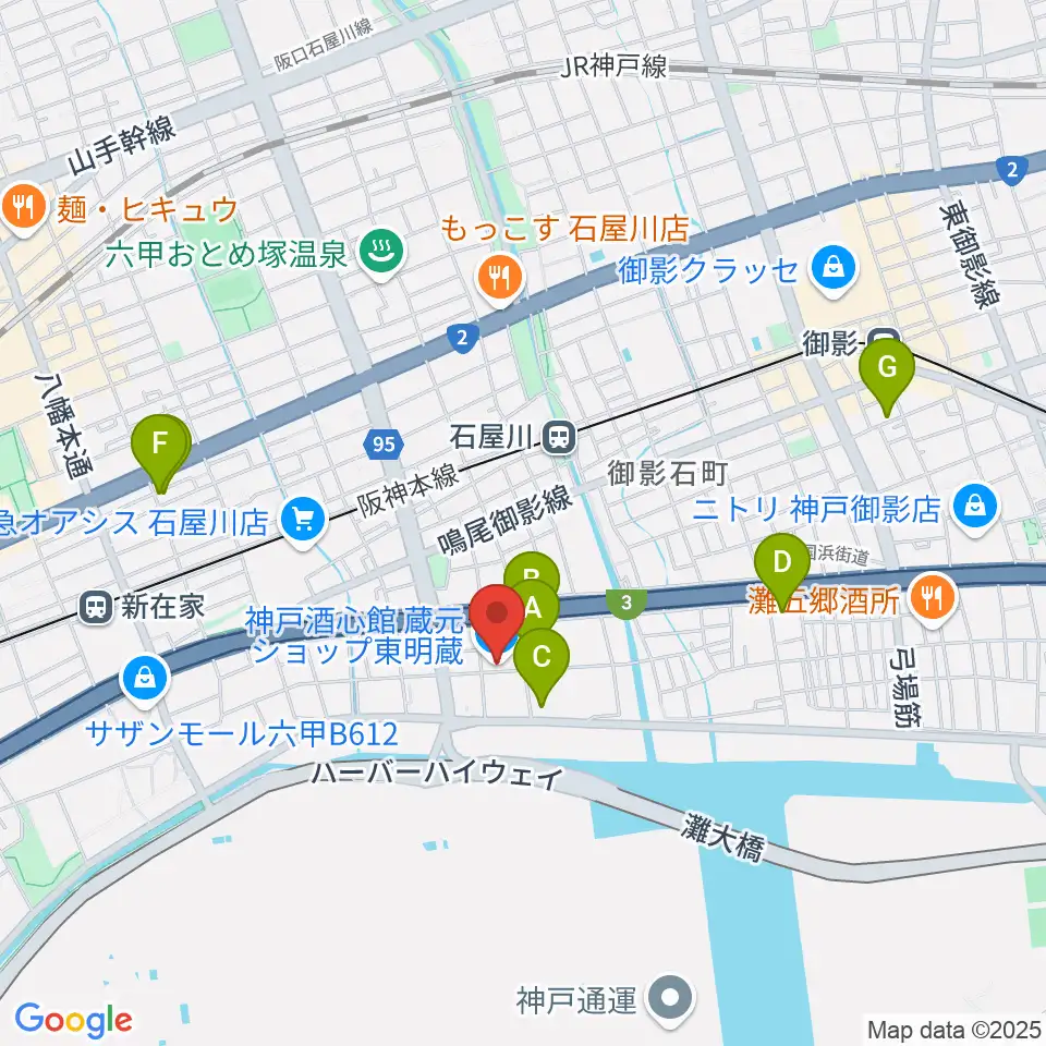 酒心館ホール周辺のホテル一覧地図