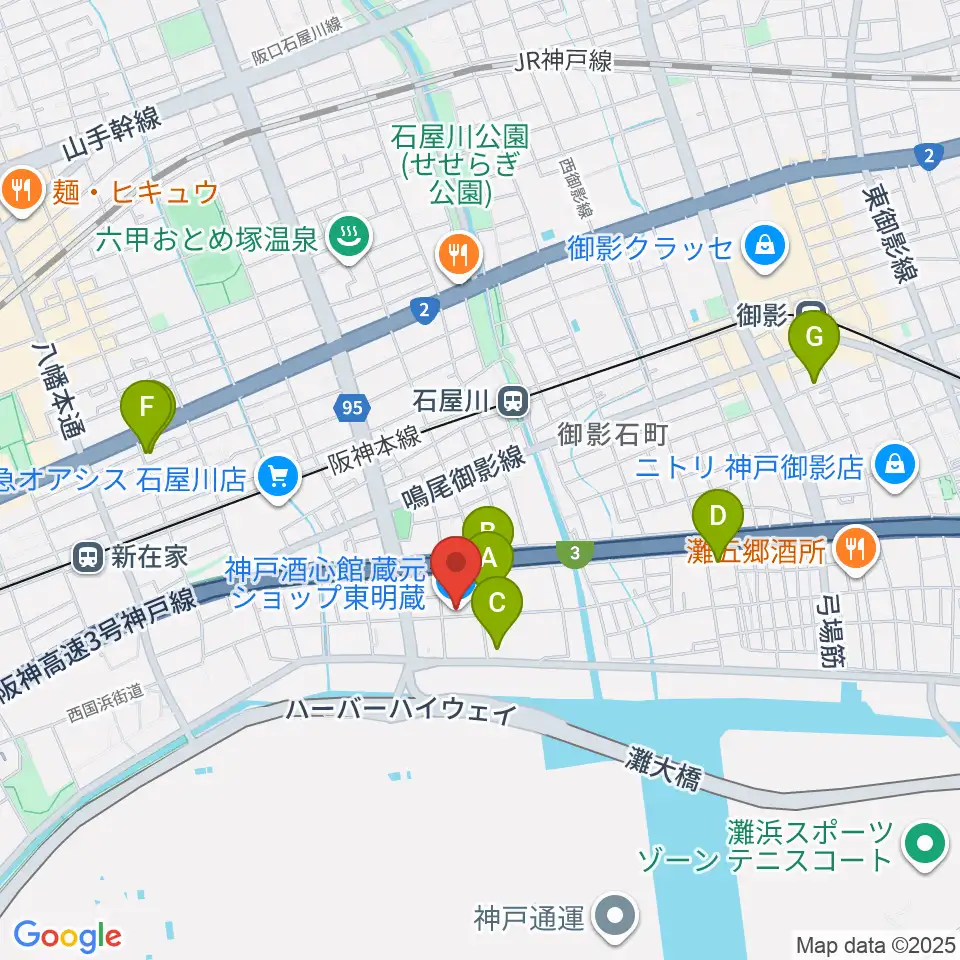 酒心館ホール周辺のホテル一覧地図