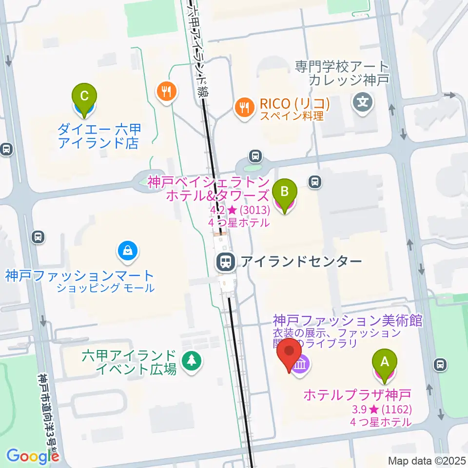 神戸ファッション美術館・オルビスホール周辺のホテル一覧地図