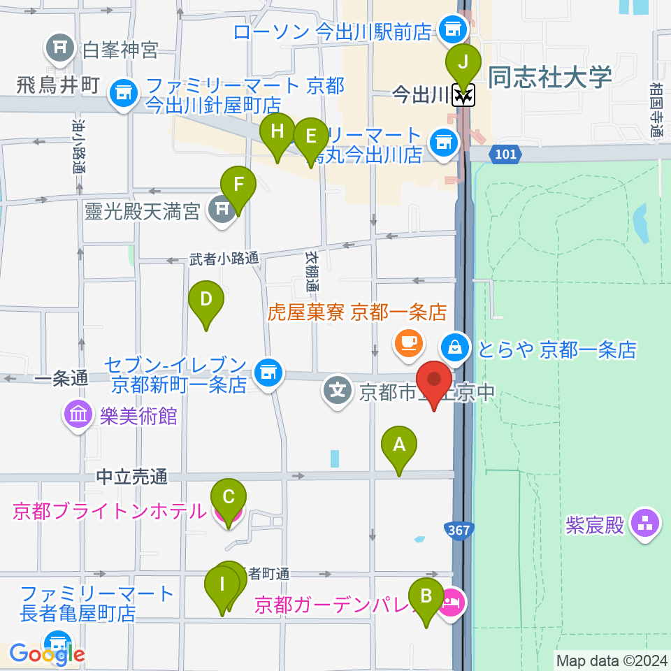 金剛能楽堂周辺のホテル一覧地図