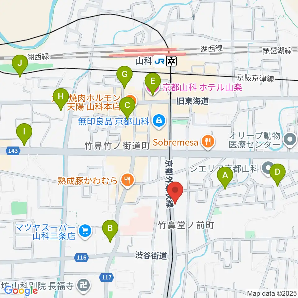 JEUGIA 山科センター周辺のホテル一覧地図