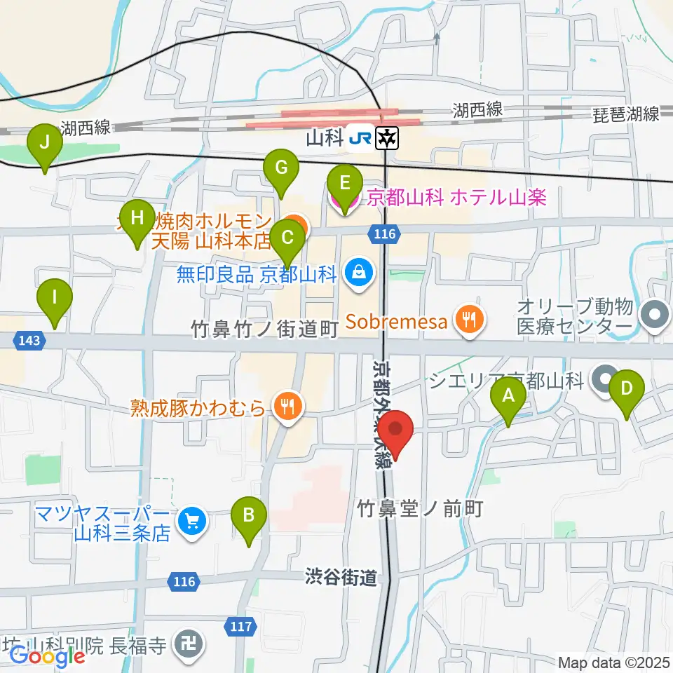 JEUGIA 山科センター周辺のホテル一覧地図