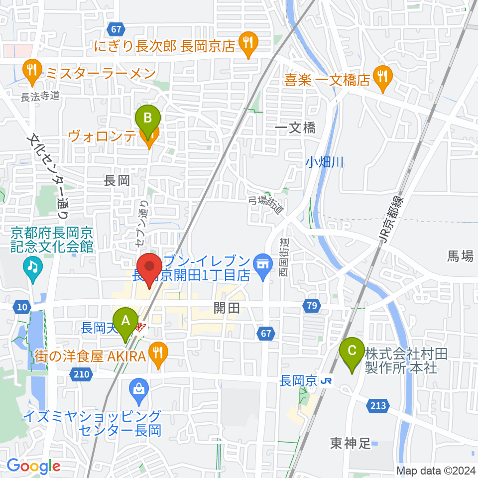 JEUGIA長岡京センター周辺のホテル一覧地図