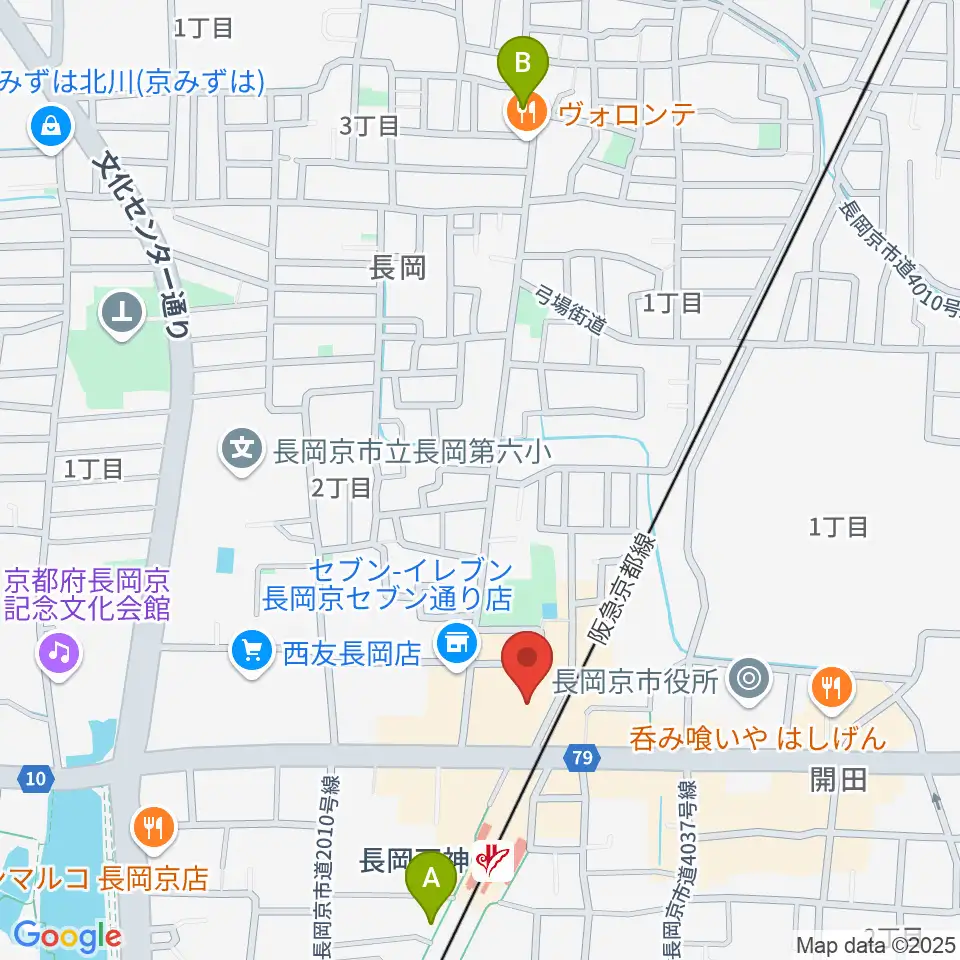 JEUGIA長岡京センター周辺のホテル一覧地図