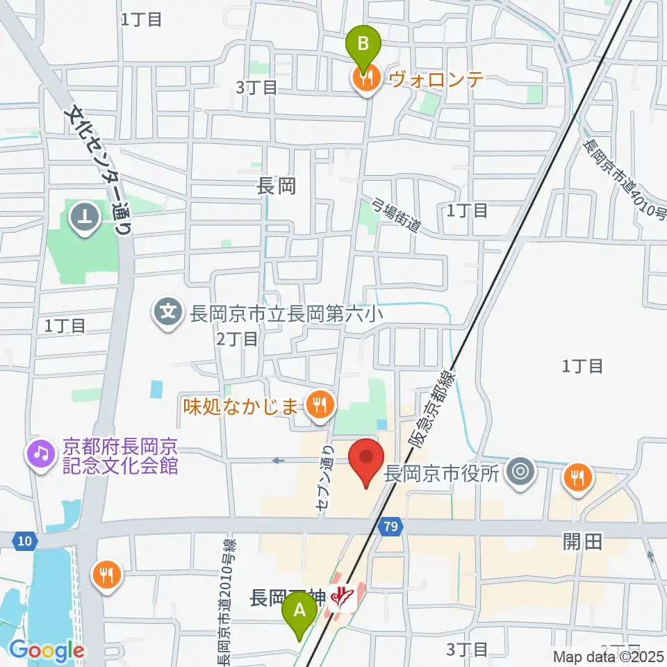 JEUGIA長岡京センター周辺のホテル一覧地図