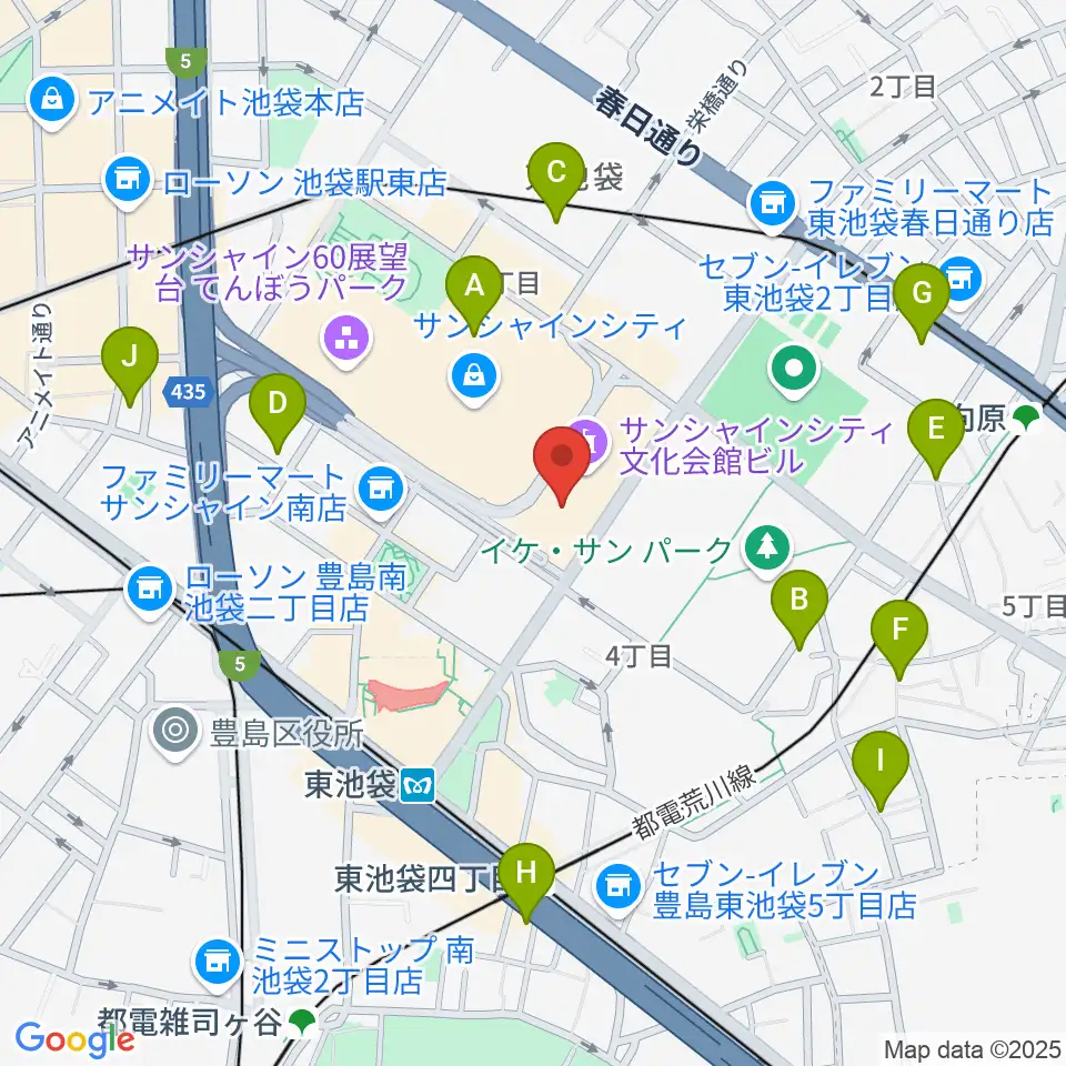 サンシャイン劇場周辺のホテル一覧地図