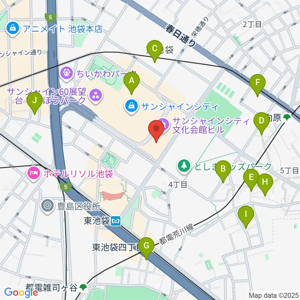 サンシャイン劇場周辺のホテル一覧地図