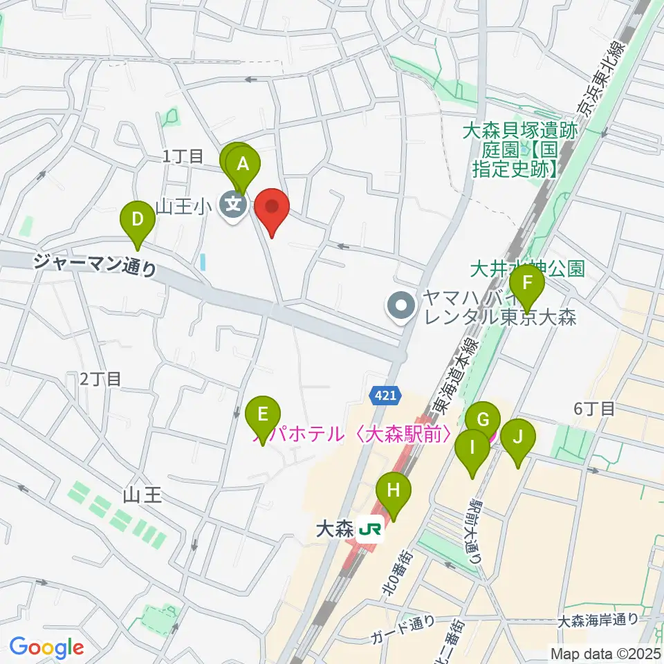 山王フォレスト大森シアター周辺のホテル一覧地図