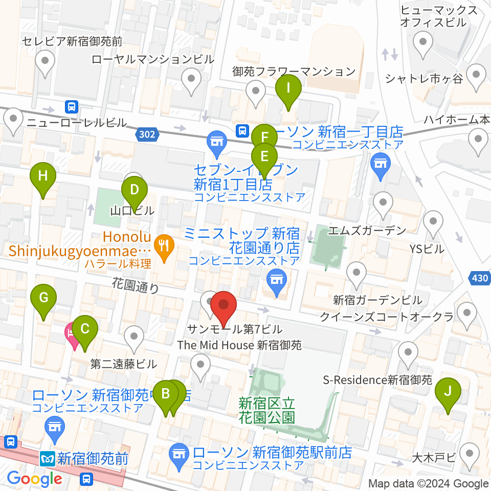 サンモールスタジオ周辺のホテル一覧地図