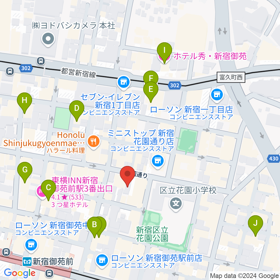 サンモールスタジオ周辺のホテル一覧地図