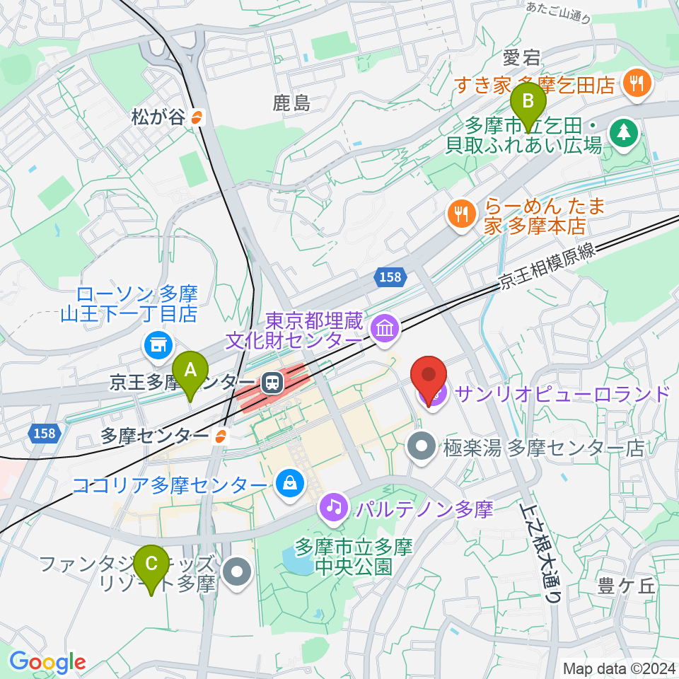 サンリオピューロランド周辺のホテル一覧地図